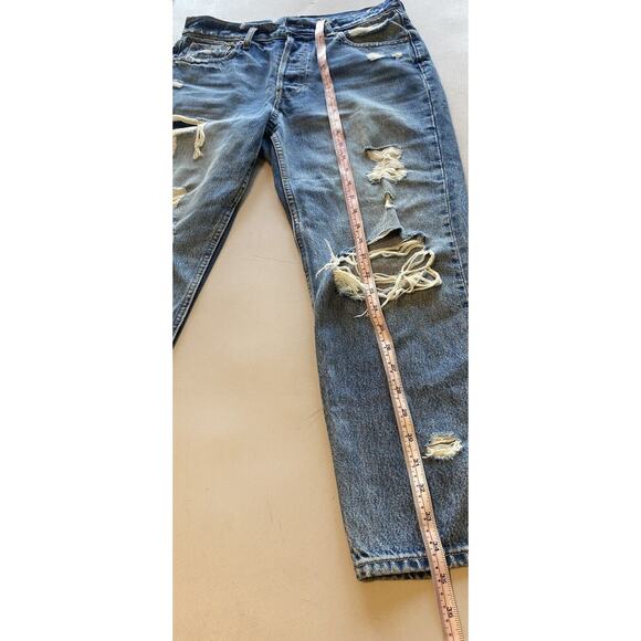 Gap Jeans Womens Size 6/ 28P Distressed Denim Cheeky Straight Hi-Rise Button Fly - Picture 7 of 9